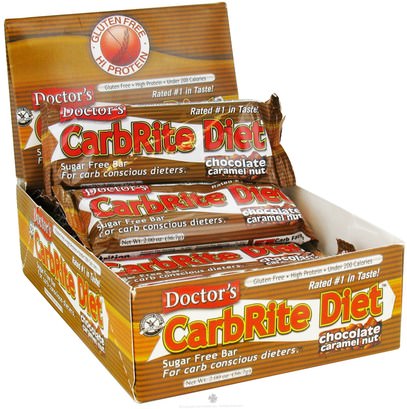 Universal Nutrition, Doctors CarbRite Diet, Chocolate Caramel Nut, 12 Bars, 2.0 oz (56.7 g) Each ,بروتين