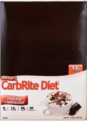 Universal Nutrition, Doctors CarbRite Diet, Mocha Cappuccino, 12 Bars, 2.00 oz (56.7 g) ,والصحة، والرياضة، والحانات البروتين