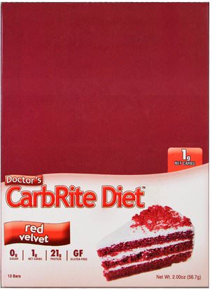 Universal Nutrition, Doctors CarbRite Diet, Red Velvet, 12 Bars, 2.00 oz (56.7 g) Each ,والصحة، والرياضة، والحانات البروتين