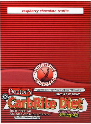 Universal Nutrition, Doctors CarbRite Diet, Sugar Free Bar, Raspberry Chocolate Truffle, 12 Bars, 2.00 oz (56.7 g) Each ,والرياضة، والبروتين أشرطة