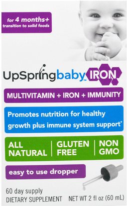 UpSpring, Iron, Baby, 2 fl oz (60 ml) ,والملاحق، والمعادن، والحديد، وصحة الأطفال