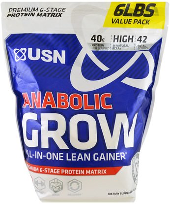 USN, Anabolic Grow, Cookies & Cream, 6 lbs (2.73 kg) ,المكملات الغذائية، المكملات الابتنائية، والبروتين