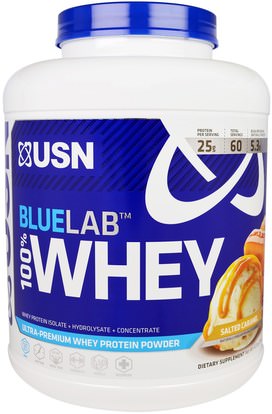 USN, Blue Lab, 100% Whey, Salted Caramel, 4.5 lbs (2041 g) ,Herb-sa