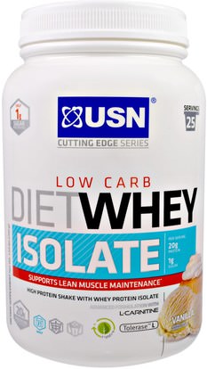 USN, Cutting Edge Series, Diet Whey Isolate, Low Carb, Vanilla, 1.54 lbs (700 g) ,المكملات الغذائية، بروتين مصل اللبن