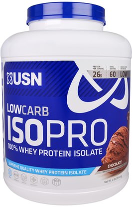 USN, Low Carb ISOPRO, 100% Whey Protein Isolate, Chocolate, 4 lbs (1814.4 g) ,Herb-sa