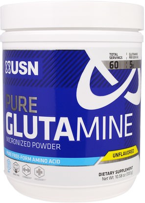 USN, Pure Glutamine Micronized Powder, Unflavored, 10.58 oz (300 g) ,المكملات الغذائية، الأحماض الأمينية، l الجلوتامين، l الجلوتامين مسحوق، الرياضة، الرياضة