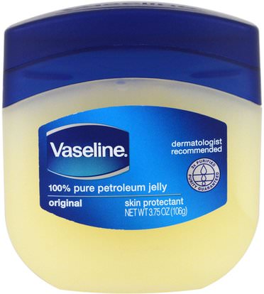 Vaseline, 100% Pure Petroleum Jelly, Original, 3.75 oz (106 g) ,حمام، الجمال، غسول الجسم، والإصابات الحروق