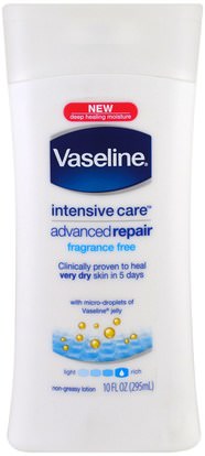 Vaseline, Intensive Care, Advanced Repair Non-Greasy Lotion, Fragrance Free, 10 fl oz (295 ml) ,حمام، الجمال، غسول الجسم
