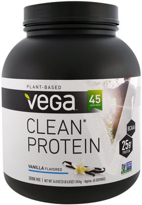 Vega, Clean Protein, Vanilla, 54.8 oz (1.55 kg) ,المكملات الغذائية، بروتين، بروتين الرياضة، الرياضة، الرياضة
