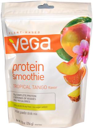 Vega, Protein Smoothie, Instant Powder Drink Mix, Tropical Tango Flavor, 9.0 oz (256 g) ,Herb-sa