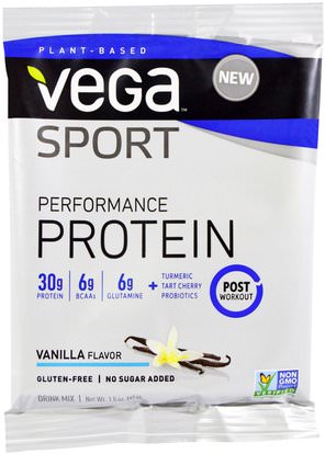 Vega, Sport, Performance Protein Drink Mix, Vanilla Flavor, 1.5 oz (41 g) ,Herb-sa