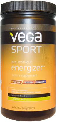 Vega, Sport, Pre-Workout Energizer, Powder, Lemon Lime Flavor, 19 oz (540 g) ,والرياضة، تجريب