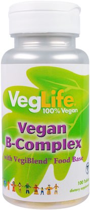 VegLife, B-Complex, Vegan, 100 Tablets ,الفيتامينات، فيتامين ب المعقدة