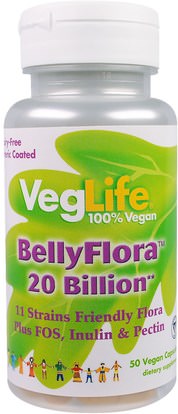 VegLife, BellyFlora, 20 Billion, 50 Vegan Capsules ,المكملات الغذائية، البروبيوتيك