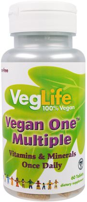 VegLife, Vegan One Multiple, Iron Free, 60 Tablets ,الفيتامينات، الفيتامينات