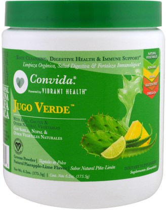 Vibrant Health, Convida Jugo Verde, Greens Powder, Pineapple-Lime, 6.2 oz (175.5 g) ,المكملات الغذائية، سوبرفوودس