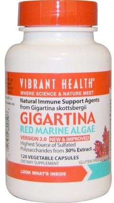 Vibrant Health, Gigartina, Red Marine Algae, Version 2.0, 120 Vegetable Capsules ,المكملات الغذائية، الأحمر الطحالب البحرية المعدنية