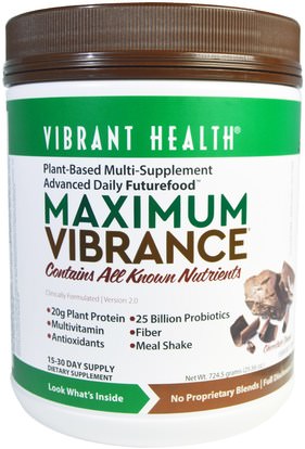 Vibrant Health, Maximum Vibrance, Version 2.0, Chocolate Chunk, 25.56 oz (724.5 g) ,والمكملات الغذائية، واستبدال وجبة يهز، سوبرفوودس