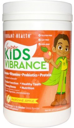 Vibrant Health, Super Kids Vibrance, Drink Powder, Awesome Apple, 9.78 oz (277.2 g) ,صحة الأطفال، مكملات الأطفال، سوبرفوودس، الخضر، الأخضر فيبرانس