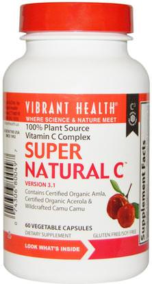 Vibrant Health, Super Natural C, Version 3.1, 60 Veggie Caps ,الفيتامينات، فيتامين ج، فيتامين ج الطعام كله