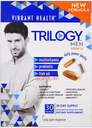 Vibrant Health, Trilogy Men, Daily Power Packs, Version 2.0, 30 Packets ,الفيتامينات، الرجال الفيتامينات