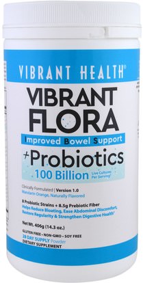 Vibrant Health, Vibrant Flora, Improved Bowel Support, Probiotics,Version 1.0, Mandarin Orange, 14.3 oz (406 g) ,المكملات الغذائية، البروبيوتيك، مرض التهاب الأمعاء