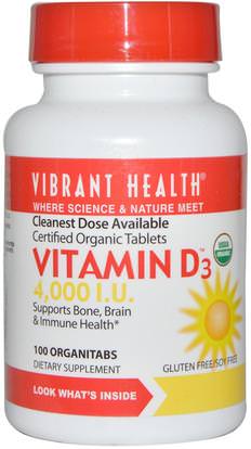 Vibrant Health, Vitamin D3, 4,000 I.U., 100 OrganiTabs ,الفيتامينات، فيتامين d3