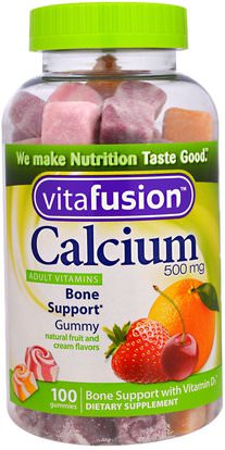 VitaFusion, Calcium, 500 mg, 100 Gummies ,المكملات الغذائية، المعادن، كربونات الكالسيوم