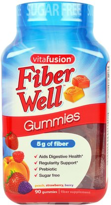 VitaFusion, Fiber Well, Peach, Strawberry, Berry, 90 Gummies ,المكملات الغذائية، غوميز