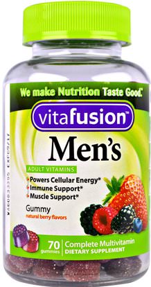VitaFusion, Mens Complete Multivitamin, Natural Berry Flavors, 70 Gummies ,الفيتامينات، الرجال الفيتامينات، غوميز