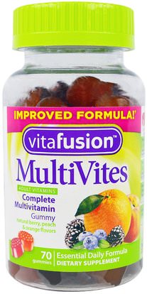 VitaFusion, MutiVites, Complete Multivitamin, Natural Berry, Peach & Orange Flavors, 70 Gummies ,الفيتامينات، الفيتامينات، غوميز