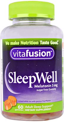 VitaFusion, SleepWell, Adult Sleep Support, 60 Gummies ,المكملات الغذائية، غوميز
