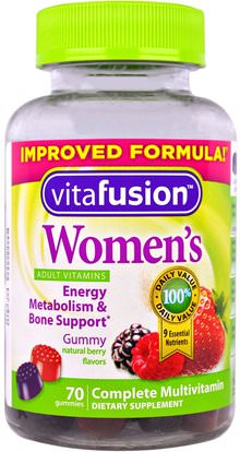 VitaFusion, Womens Complete Multivitamin, Natural Berry Flavors, 70 Gummies ,الفيتامينات، النساء الفيتامينات، غوميز