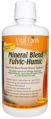 Vital Earth Minerals, Mineral Blend Fulvic-Humic, 32 fl oz (946 ml) ,المكملات الغذائية، المعادن، المعادن السائلة