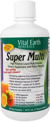 Vital Earth Minerals, Super Multi, Natural Passion Fruit Tangerine Flavor, 32 fl oz (946 ml) ,الفيتامينات، الفيتامينات السائلة