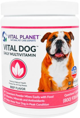 Vital Planet, Vital Dog Daily Multivitamin, Beef Flavor, 2.64 oz (75 g) ,الفيتامينات، الفيتامينات، الحيوانات الأليفة الكلاب