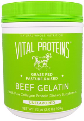 Vital Proteins, Beef Gelatin, Unflavored, 32 oz (907 g) ,الصحة، العظام، هشاشة العظام، الكولاجين، صحة الأظافر، الجيلاتين