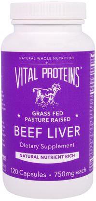 Vital Proteins, Beef Liver, 750 mg, 120 Capsules ,والمكملات الغذائية، ومنتجات الكبد