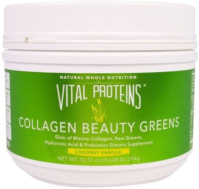 Vital Proteins, Collagen Beauty Greens, Coconut Vanilla, 10 oz (294 g) ,الصحة، العظام، هشاشة العظام، الكولاجين