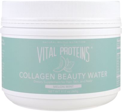 Vital Proteins, Collagen Beauty Water, Melon Mint, 9.17 oz (260 g) ,الصحة، العظام، هشاشة العظام، الكولاجين، النساء، مكملات الشعر، مكملات الأظافر، ملاحق الجلد