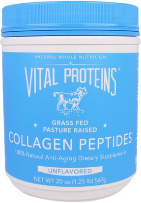 Vital Proteins, Collagen Peptides, Unflavored, 20 oz (567 g) ,الصحة، العظام، هشاشة العظام، الكولاجين