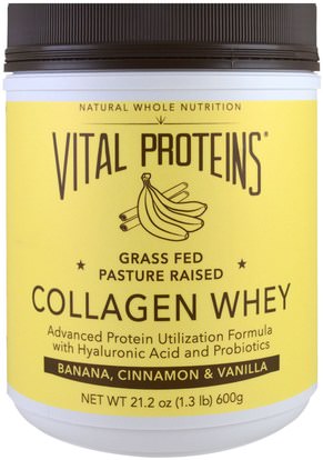 Vital Proteins, Collagen Whey, Banana, Cinnamon & Vanilla, 21.2 oz (600 g) ,المكملات الغذائية، بروتين مصل اللبن، العظام، هشاشة العظام، الكولاجين