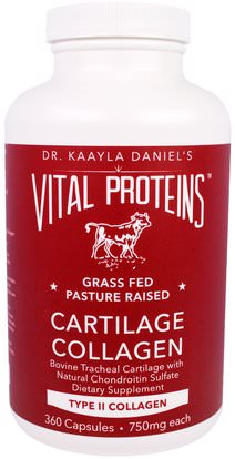 Vital Proteins, Dr. Kaayla Daniels, Cartilage Collagen, Type II Collagen, 750 mg, 360 Capsules ,الصحة، العظام، هشاشة العظام، الكولاجين، المكملات الغذائية