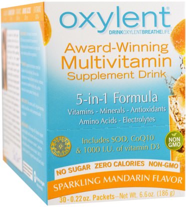 Vitalah, Oxylent, Multivitamin Supplement Drink, Sparkling Mandarin, 30 Packets, 0.22 oz (6.2 g) Each ,والرياضة، والشراب بالكهرباء تجديد، الفيتامينات السائلة