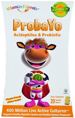 Vitamin Friends, Probayo, Acidophilus & Prebiotic, 20 Vanilla Bears ,والمكملات الغذائية، والأطفال البروبيوتيك
