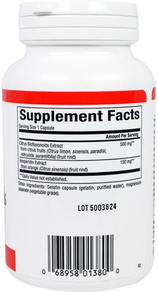 الفيتامينات، بيوفلافونويدس Natural Factors, Citrus Bioflavonoids Plus Hesperidin, 650 mg, 90 Capsules