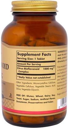 الفيتامينات، بيوفلافونويدس Solgar, Citrus Bioflavonoid Complex, 1000 mg, 100 Tablets