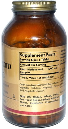 الفيتامينات، بيوفلافونويدس Solgar, Citrus Bioflavonoid Complex, 1000 mg, 250 Tablets