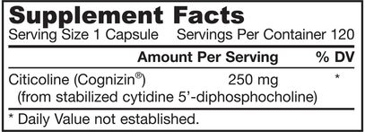 الفيتامينات، الكولين، سدب الكولين (سيتي كولين)، كوغنيزين سيتيكولين Jarrow Formulas, Citicoline, CDP Choline, 250 mg, 120 Capsules