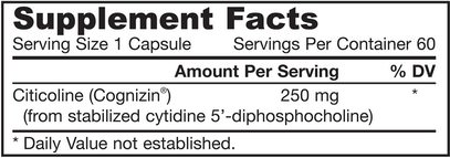 الفيتامينات، الكولين، سدب الكولين (سيتي كولين)، كوغنيزين سيتيكولين Jarrow Formulas, Citicoline, CDP Choline, 250 mg, 60 Capsules